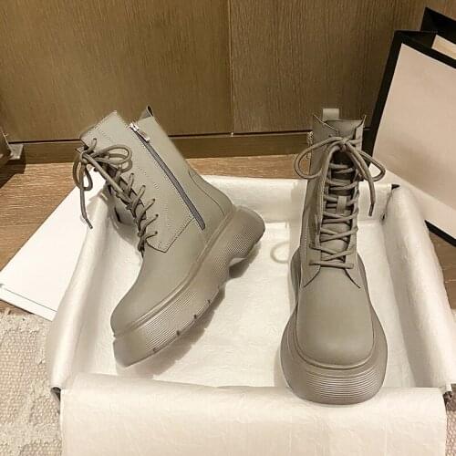 Winter New Woman Military Boots Girls Real Leather Shoes Women Platform Shoes Ladies Modern Boots Female Brand Motorcycle Boots