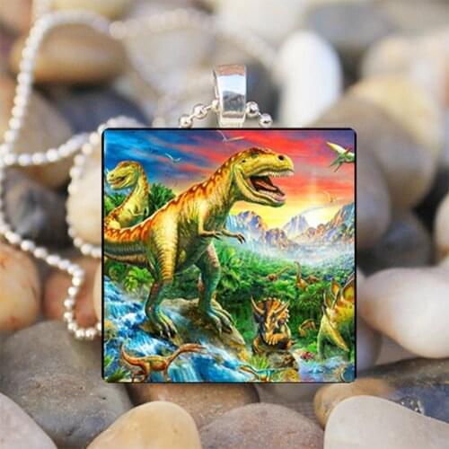 Dinosaur Pendant Tyrannosaurus Necklace Dinosaur Jewelry Fashion Tile Chain Pendant Statement Necklace 2017 Animal Jewelry
