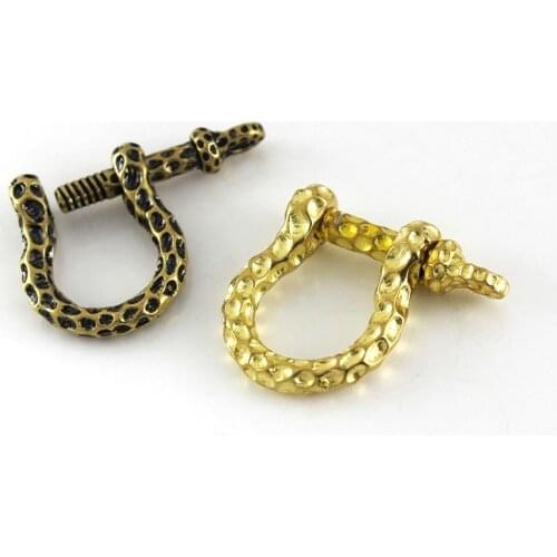 1 x Solid brass D bow shackle key chain ring Fob clip connecting hook Leather craft DIY accessories
