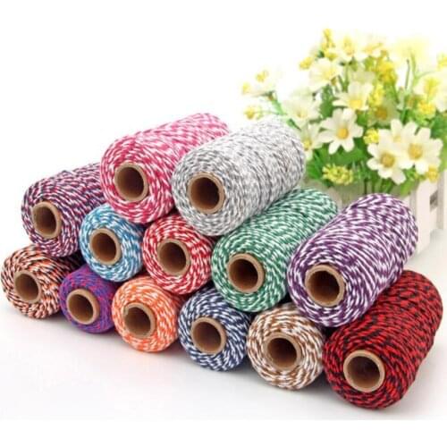 2MM 100 Meters Two-color Cotton Rope DIY Hand-Woven Cords Decoration Home Products