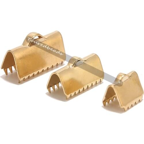 20pcs Stainless Steel Smooth Ribbon Ends Clamp Crimps Cord with Loop for Bracelet Jewelry DIY Craft Making