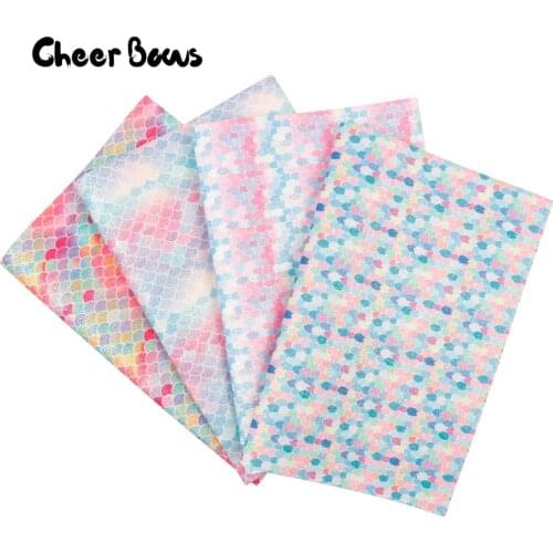 22*30CM Mermaid Glitter Fabrics 4 Colors Clothing Material Sewing DIY Handmade Clothing Crafts Home Decor Glitter Fabrics