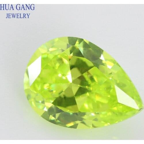 2x3~15x20mm Pear Shape Apple Green AAAAA Cubic Zirconia Synthetic Gems CZ Stone For Jewelry