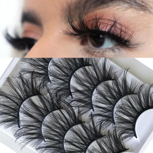 5 Pairs Mink Hair False Eyelashes Natural Long Wispy Volume Dramatic Fake Lashes Makeup Soft 6D Eyelash Beauty Extension Tools