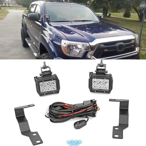 For Toyota Tacoma 2005-2015 Upper Hood Ditch LED Light Pod Bracket Mount Wire Kit