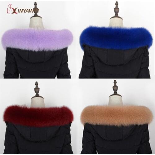 Free Shipping Fox Fur Collar For Hood Natural Fox Fur Hood Trim Scarf Fur Collar 100% Real Fox Fur Collar Trim Custom Made