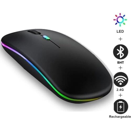Wireless Mouse Rechargeable RGB Bluetooth-compatible 2.4G Silent Laptop Gaming Mouse LED Backlit Mice for Computer
