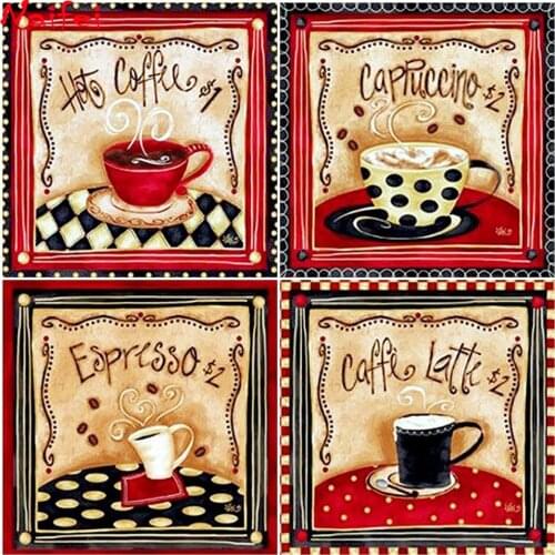 Coffee Picture Diamond Embroidery DIY square Round Diamond Painting Cross Stitch 5D Rhinestones Mosaic Cafe decoration Pattern