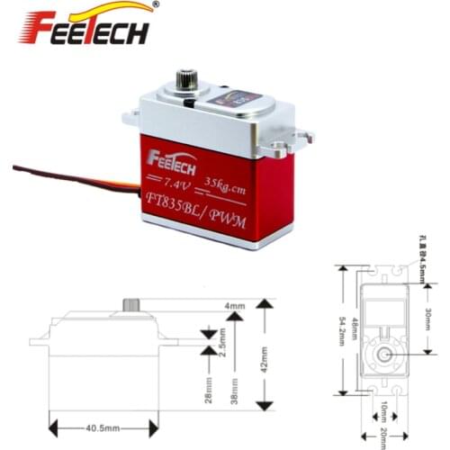 35KG Digital Metal Servo High Torque Brushless Servo FT835BL For 1/8 1/10 RC Car Baja TRX4 Crawler Truck Servo For Robotic