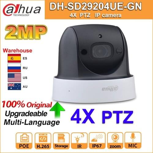 Original Dahua PTZ DH-SD29204UE-GN 2MP POE 4X ZOOM Built-in MIC 30M Starlight WDR IVS Face Detect IP Camera replace SD29204T-GN