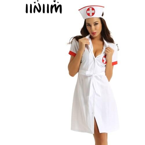 Erotic Halloween Fancy Cosplay Costumes Women Naughty Lingerie Sexy Nurse Dress with Belt Hat Uniform Outfit Party Kinky Costume