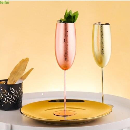 Europa Luxus Champagner Tasse edelstahl retro Cocktail Tasse metall tulip wein Tassen Kche Partei Liefert hochzeit drink