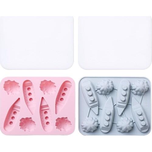 Steamship Ice Mould Ice Cube Tray Silicone Mold Household Freezer Ice Cube Box Molds with Cover for Bar Whiskey Chocolat