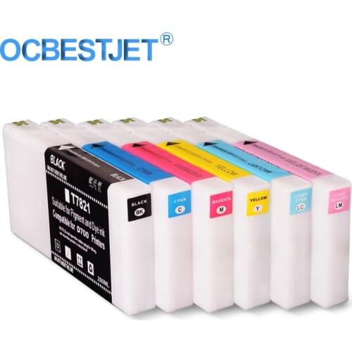 6Colors/Set T7821-T7826 Compatible Ink Cartridge Filled With Water-based Dye Ink For Epson SureLab D700 SL-D700 Printer 200ML/PC