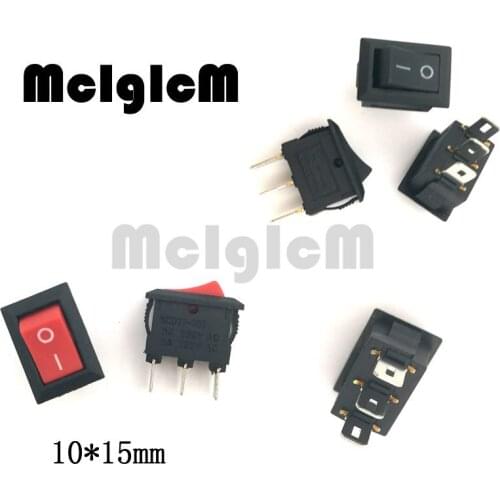 20pcs/lot Rocker Switch 3 Pin 3A 250V 6A 125V SPDT Snap in ON-OFF 10*15mm Black and Red Switches