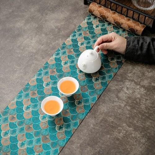 Brocade Tea Mat Zen Waterproof Tea Mat Linen Tea Mat Table Runner Fabric Craft Chinese Brocade Tea Table Tablecloth Tea Napkin