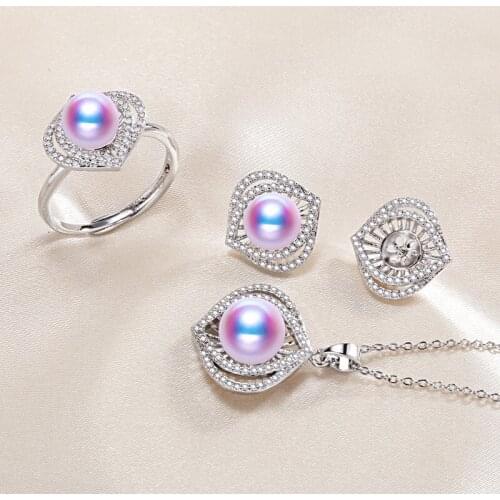 Pendant/Earrings/Ring Set Mountings Findings Settings Jewelry Set Parts Fittings Charm Accessories for Lady Girls Female