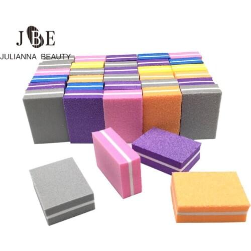 50Pcs Mini Nail Sponge Nail File Buffer Block Buffing Sanding Double sided Pedicure Manicure Small File Professional Nail Tool