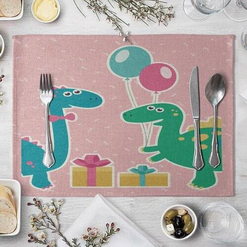 Cartoon Dinosaur Placemat for Dining Table Cute Animal Coaster Creative Printed Heat-resistant Kitchen Dining Accessories