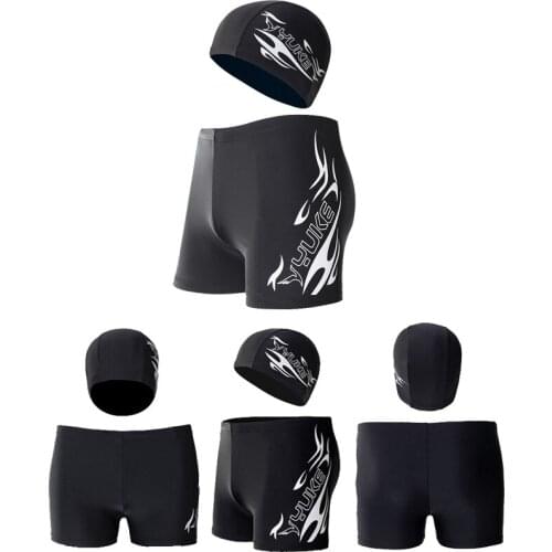 Mens Swimming Trunks Boxer Quick-drying Swimming Cap Suit Fashion Big Size Swimming Trunks Bathing Beach Wear