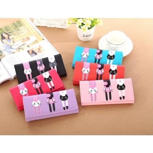 2021 new 2021 New Fashion Envelope Women Wallet Cat Cartoon Wallet Long Creative Female Card Holder PU Wallet Coin Purses Girls