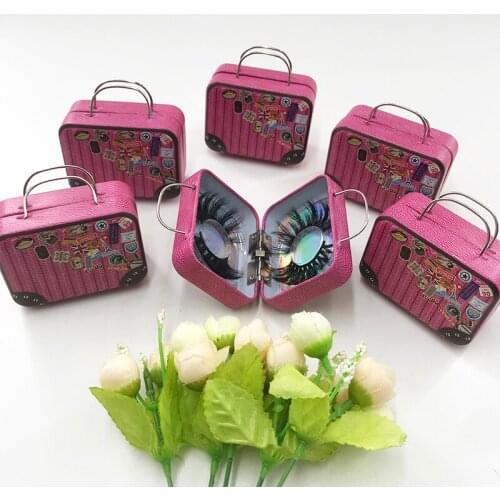 New Arrival Mini Suitcase Luggage Lash Packaging Box 3D 5D 25mm Mink Eyelashes Custom Luggage case