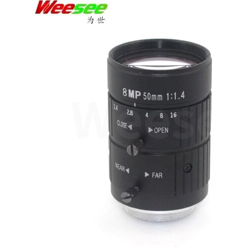 WS 50mm 8MP HD CCTV lens F1.4 C mount manual fixed focus machine vision 8 megapixel HD surveillance CCTV camera lens