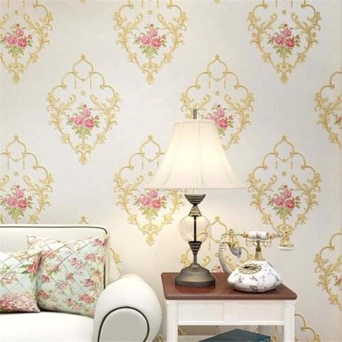 Beibehang European style Pastoral Flowers non-woven wallpaper 3D embossed bedroom living room background 3d wallpaper behang