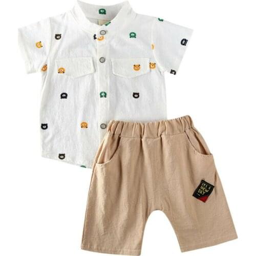 Boy Clothes 2PCS Infant Kids Baby Boy Short Sleeve Shirt Top + Pants Outfit Set Clothes 2020 Summer