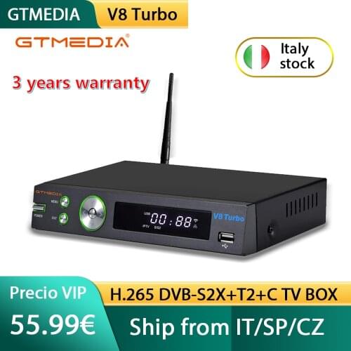 👍 Original GTmedia V8 Turbo Satellite TV Receiver 1080P DVB-S2X T2 Cable Combo T2-MI M3U Ccam Spain Terrestrial Receiver TV BOX