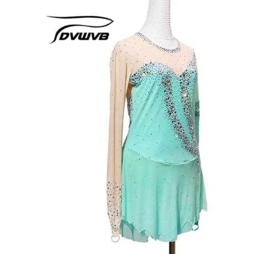 Dvwvb Figure Skating Dress Customized Competition Ice Skating Skirt for Girl Women Kids Performance Gymnastics ClassyA5