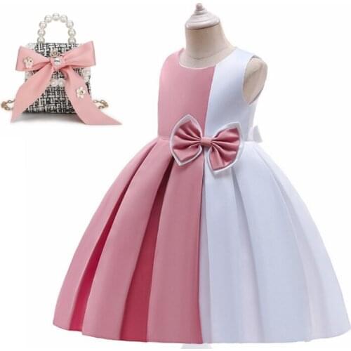 Girl Dress Birthday Party Wedding Ball Gown Tutu Princess Dress Kids Stitching Color Teenager Prom Clothing Girls Bow Dresses