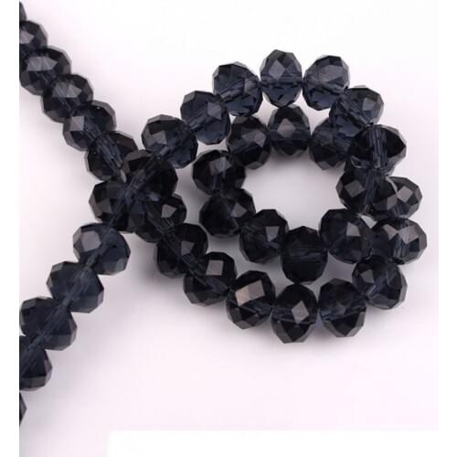 Ink Blue Color Flat Round Crystal Jewelry Beads 2/4/6/8/10mm Oval Faceted Glass Loose Spacer Beads for Jewelry Make Accessories