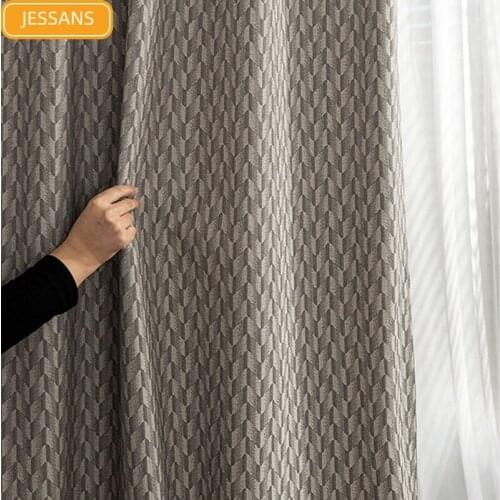2021 New High-grade Cotton Leprosy Texture Gradient Thickening Blackout Curtains for Living Room Bedroom Customization
