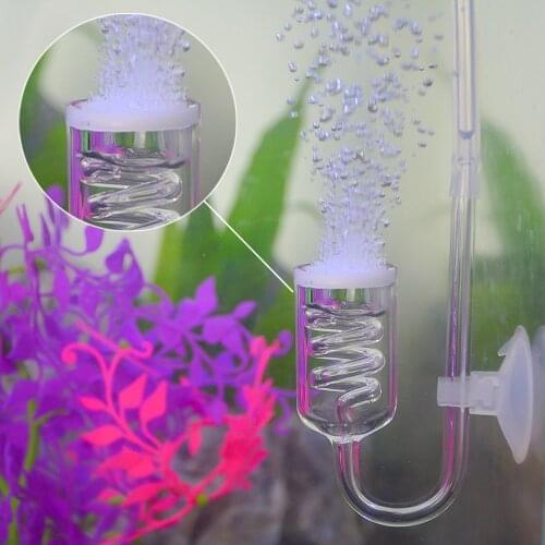SENZEAL CO2 Diffuser Spiral Glass CO2 System Diffuser with Check Valve and Suction Cup for Aquarium Plants Tank