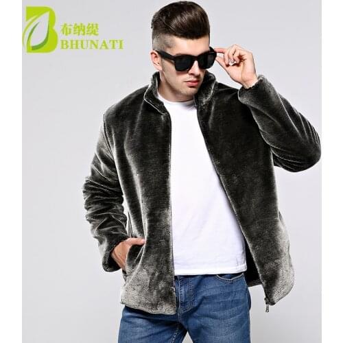 BHUNATI 2018 New Faux Fur Coat Mens Imitation Mink Coat Mens Stand Collar Jacket Mens Long Sleeve Mink Fur Coat For Male Coats