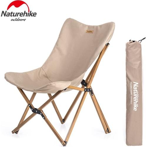 Naturehike Ultralight Wood Grain Aluminum Alloy Fishing Chair Camping Chair Beach Picnic BBQ Folding Stool NH19Y001-Z