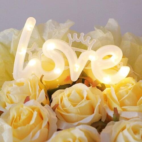 LED Lights Love Shape Night Light Sign Lamp Battery USB Powered Nightlight for Indoor Christmas Wedding Birthday Cakes