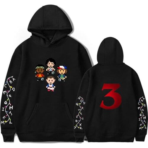 New Hot Sale New Season Stranger Things Hooded Men Women Hoodies Sweatshirts Letter Print Long Sleeve Hip Hop Cotton Hoody tops