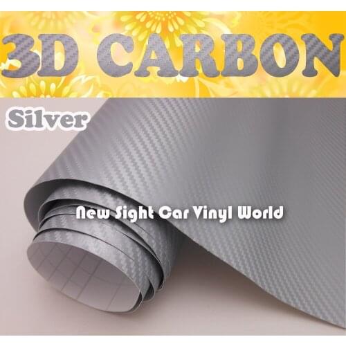 High Quality Silver 3D Carbon Fiber Film Siver 3D Carbon Fiber Vinyl Wrap Air Free Bubble For Car Decals Size:1.52*30m/Roll