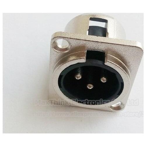 XLR 3Pin Male Chassis Panel Socket Speaker Balance Audio Connector,Square Silver Metal 3 Pole XLR Male Plug,10pcs,Free shipping