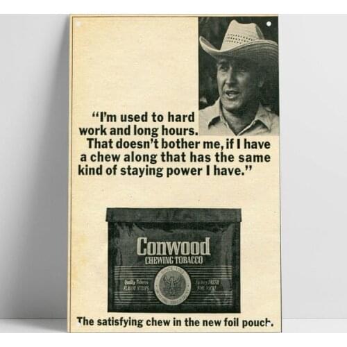Conwood Chewing Tobacco Satisfying Chew Retro Vintage Gas Station Garage Shop Man Cave Metal Tin Sign Wall Art Pic Poster