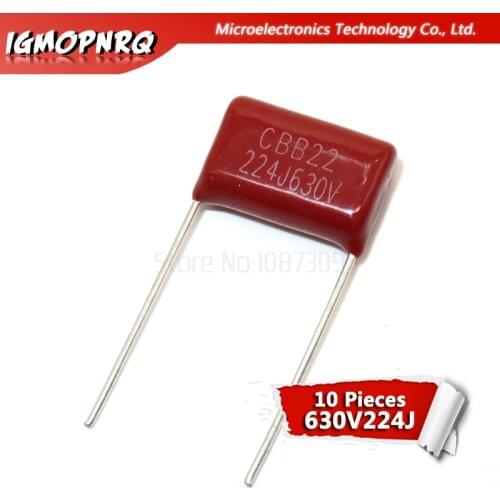 10PCS 630V224J 0.22UF Pitch 15mm 224 630V 220nf igmopnrq CBB Polypropylene film capacitor new