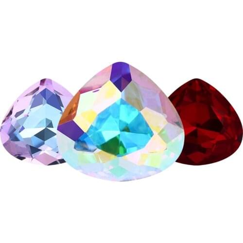12x13mm Fat Triangle Shiny K9 Glass Fancy Rhinestones Crystal Pointback Rhinestones for Clothing Crafts Jewelry Accessories DIY