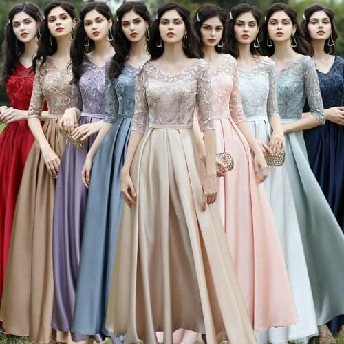 2021 Bridesmaid Dresses vestido de fiesta de boda V Neck Satin Junior Long Party Gowns for Wedding