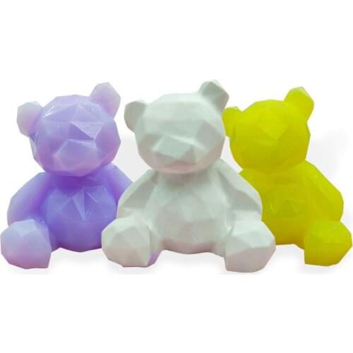 3D Geometric Bear Epoxy Resin Fondant Silicone Mold for DIY Plaster Ornaments Fondant Chocolate Candy Mould Kitchenware Baking