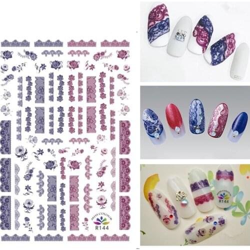 3D Stickers for Nails Rose Flower Pattern Stripe Nail Foil Stickers Small Adhesive Stickers for Manicure Nail Art Decoration