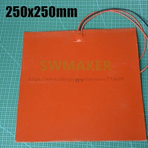 250x250mm 12V/24V/110V/220V 3D printer square silicone heater silicone rubber heating plate/pad 250*250mm dielectric sheet