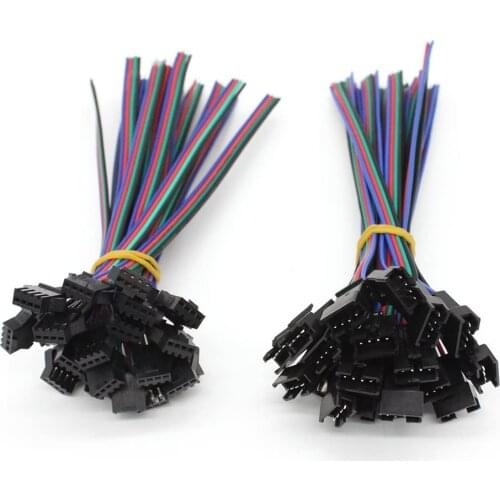 4pin 10pcs jst connector male and female butt connecting line spacing for WS2811 WS2812B RGB LED Strip