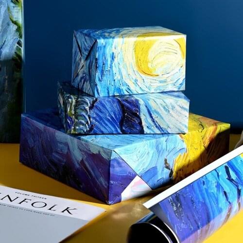 5PCS Painting Art Paper DIY Gift Wrapping Paper Starry Sky Craft Paper Party Gift Box Packaging Material